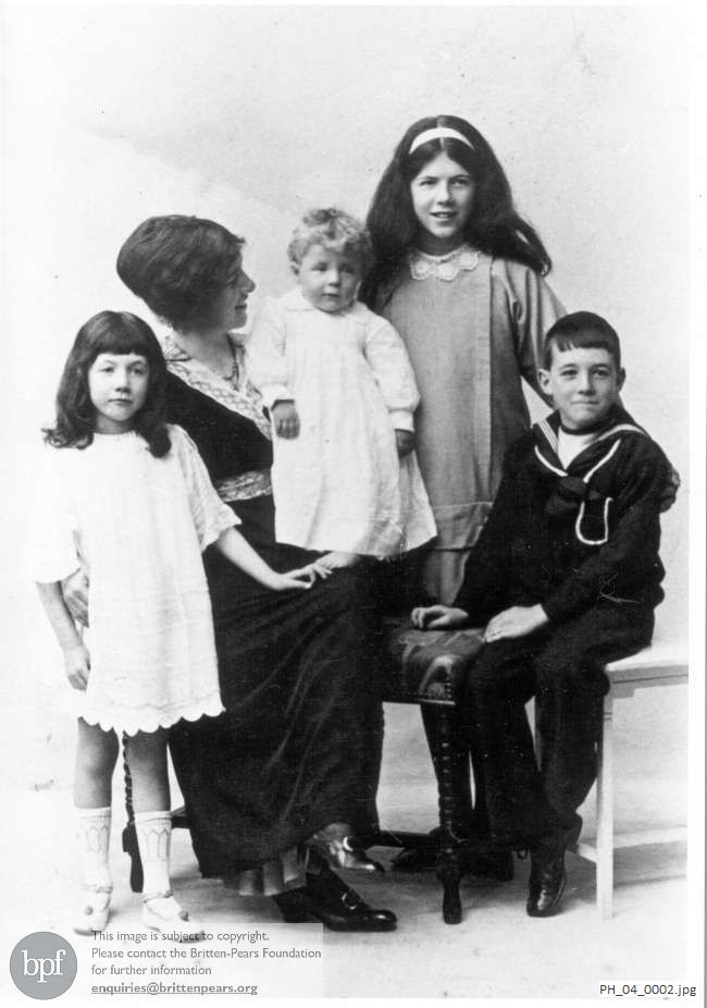 Mrs Britten with her children