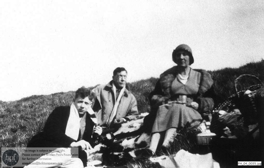 Benjamin Britten picnicking with his parents