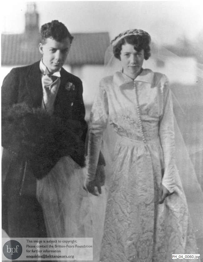 Benjamin Britten escorting Beth Britten to her wedding