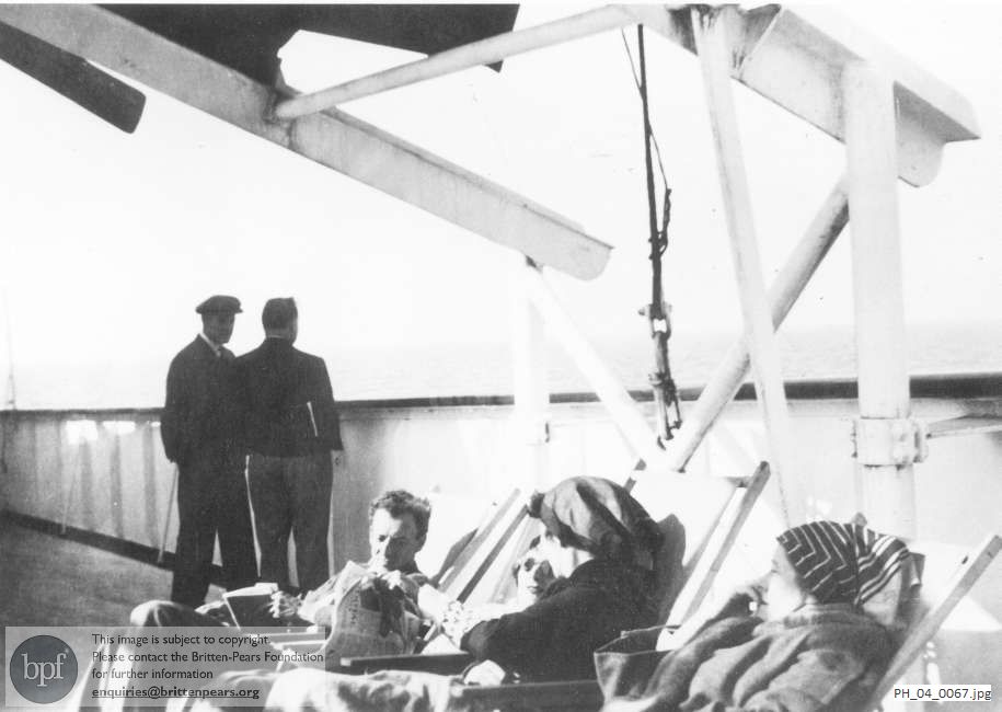 Benjamin Britten on the deck of the SS Ausonia