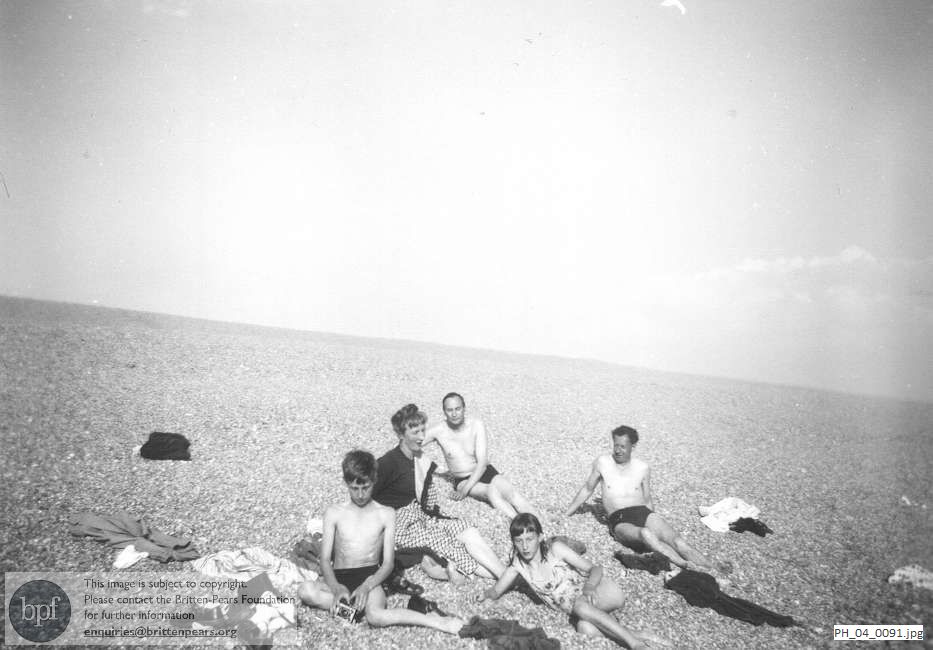 Benjamin Britten with the Brosas on the beach