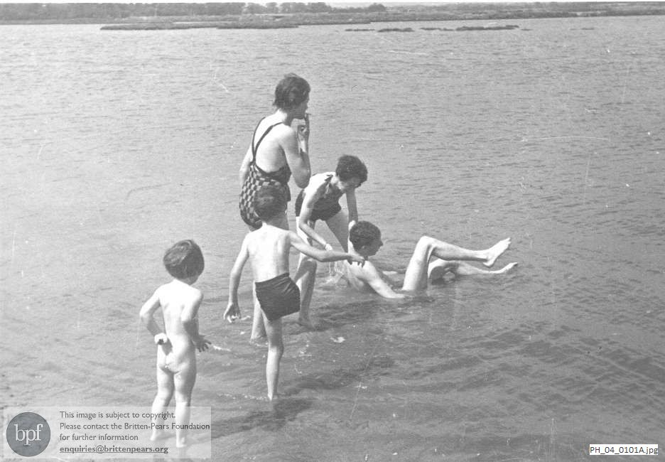 Benjamin Britten bathing with the family