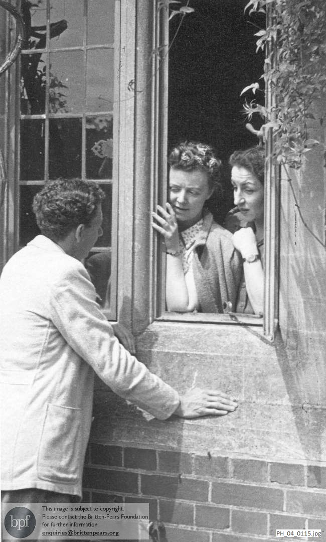 Benjamin Britten with Margaret Ritchie and Anna Pollak at Glyndebourne
