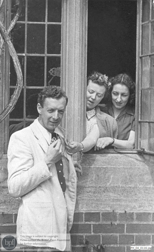 Benjamin Britten with Margaret Ritchie and Anna Pollak at Glyndebourne