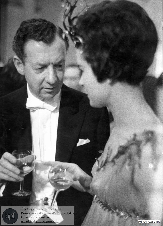 Benjamin Britten with the Countess of Harewood at the Opera Ball