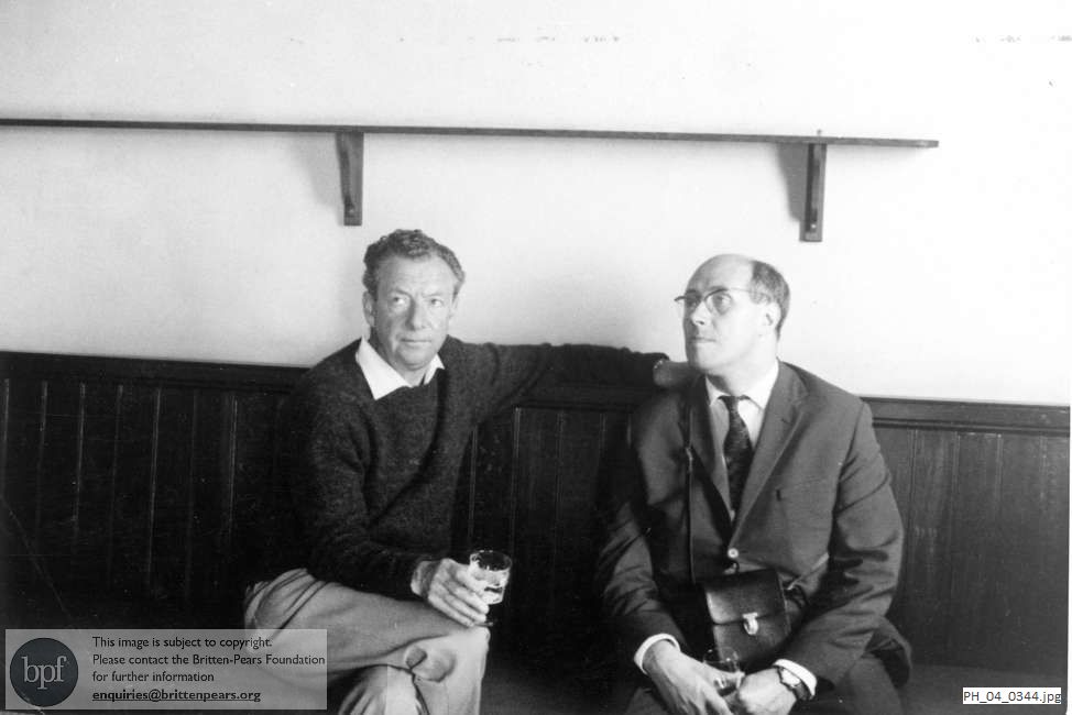 Benjamin Britten and Mstislav Rostropovich in a pub