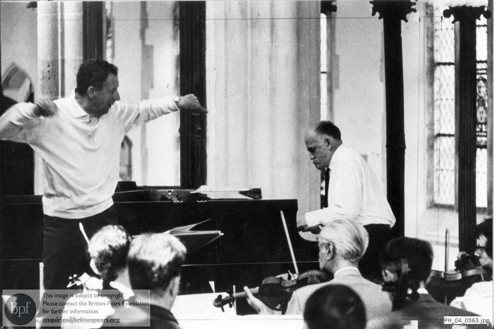 Benjamin Britten in rehearsal with Sviatoslav Richter in Blythburgh Church