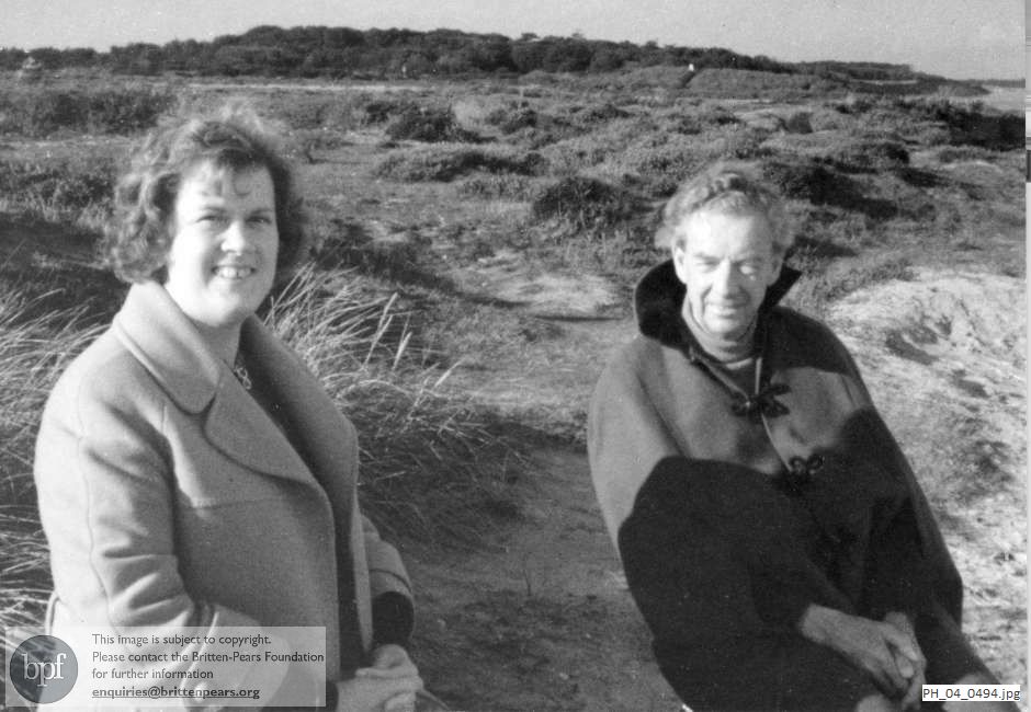 Benjamin Britten with Rita Thomson at Minsmere, Suffolk