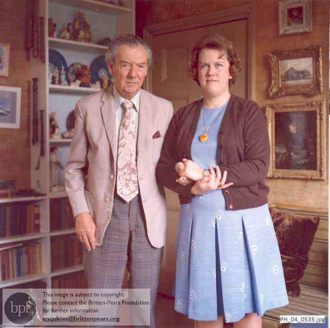 Benjamin Britten and Rita Thomson in the Red House, Aldeburgh