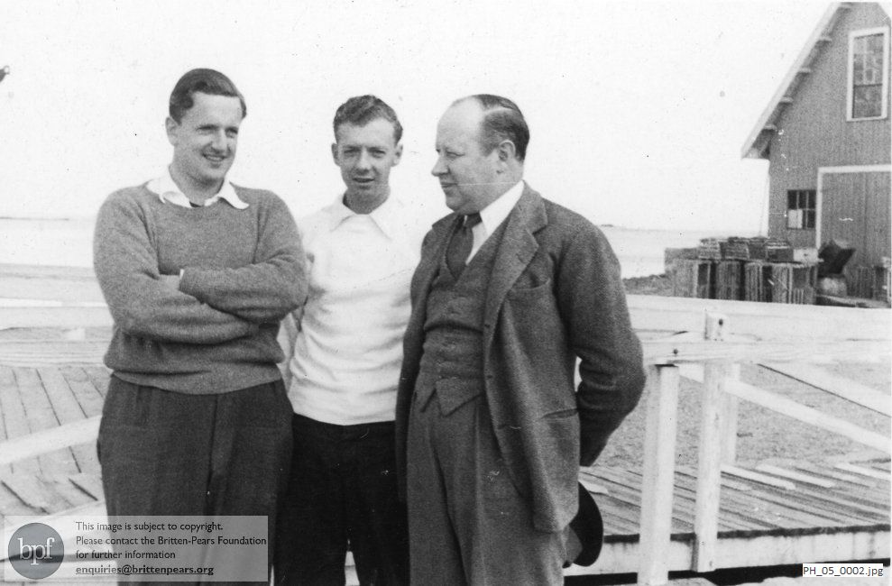 Benjamin Britten and Peter Pears with Eugene Goossens at Portland, Maine, USA