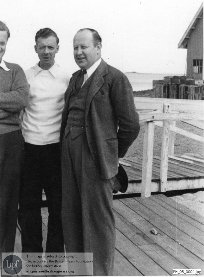 Benjamin Britten and Peter Pears with Eugene Goossens at Portland, Maine, USA
