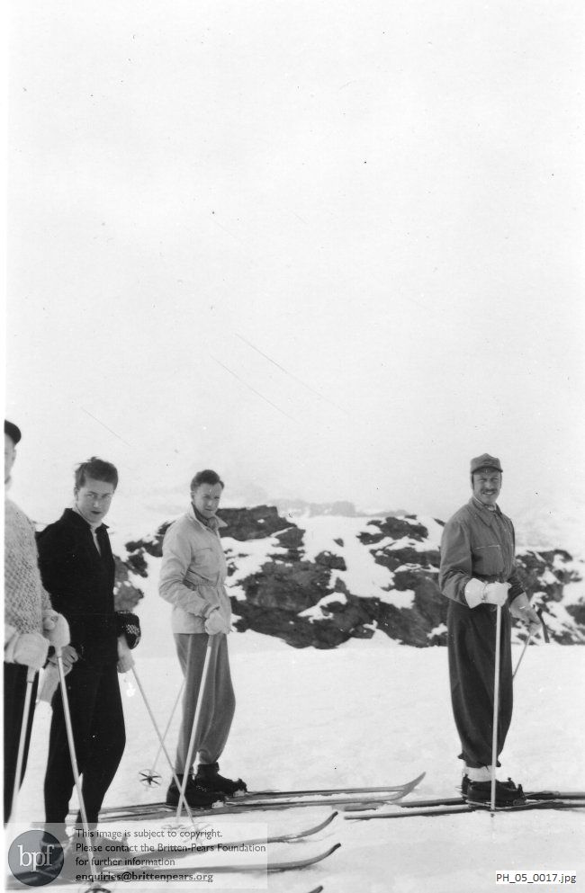 Benjamin Britten and Peter Pears skiing in Zermatt
