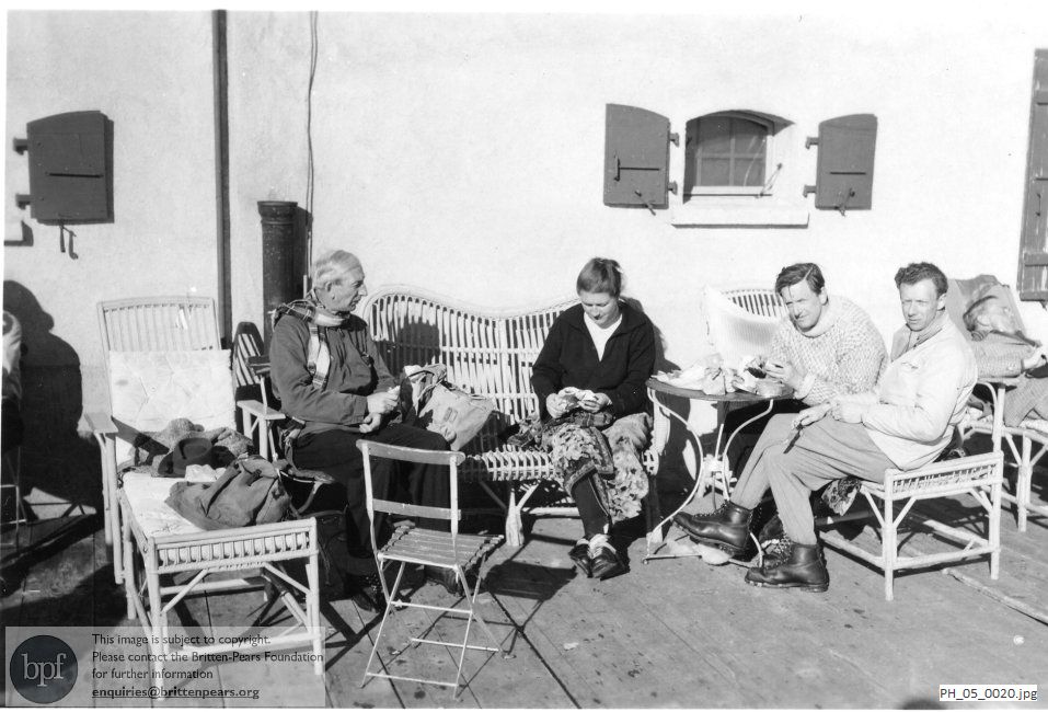 Benjamin Britten and Peter Pears on Zermatt skiing holiday with Lionel Billows and fiancée, Johanni