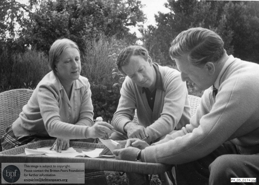 Benjamin Britten and Peter Pears working with Imogen Holst in Aldeburgh