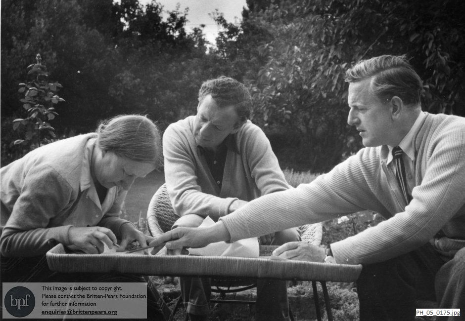 Benjamin Britten and Peter Pears working with Imogen Holst in Aldeburgh