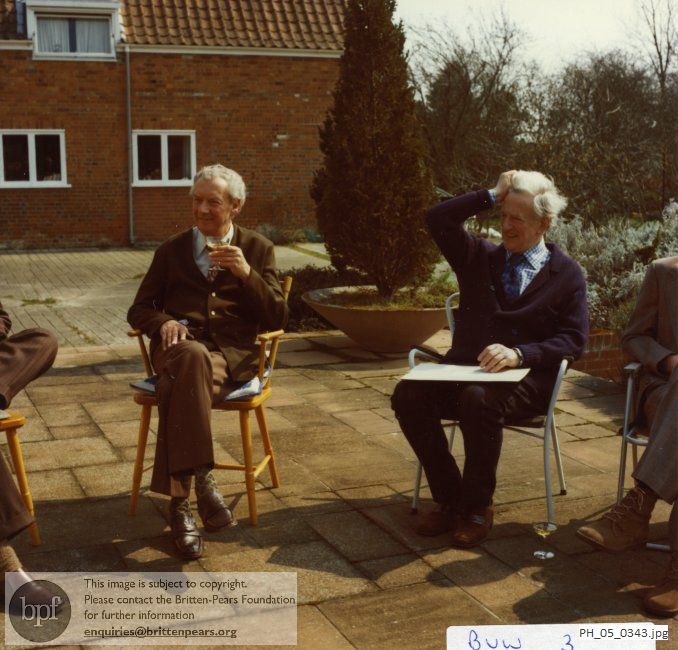 Benjamin Britten and Peter Pears with Alan Hoddinott at The Red House, Aldeburgh