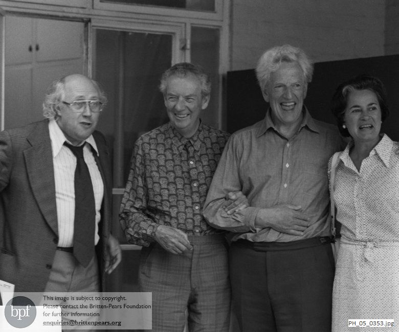 Benjamin Britten and Peter Pears with Mstislav Rostropovich and Marion Thorpe 