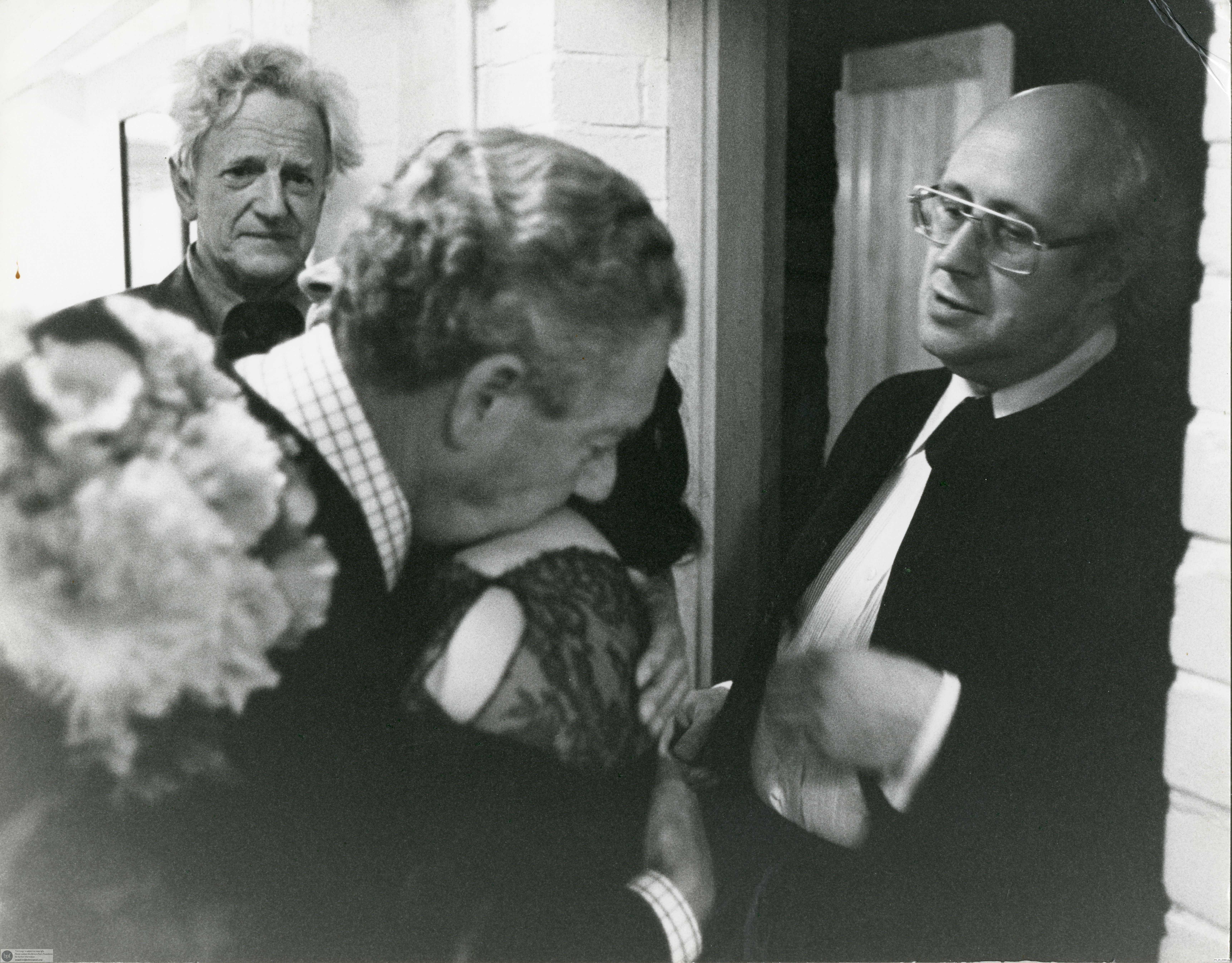 Benjamin Britten and Peter Pears backstage with Rostropovich and Vishnevskaya
