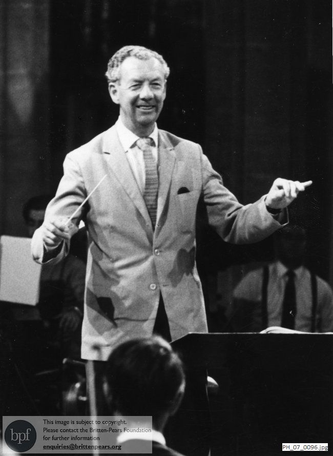 Benjamin Britten conducting in the Church of the Holy Trinity, Long Melford