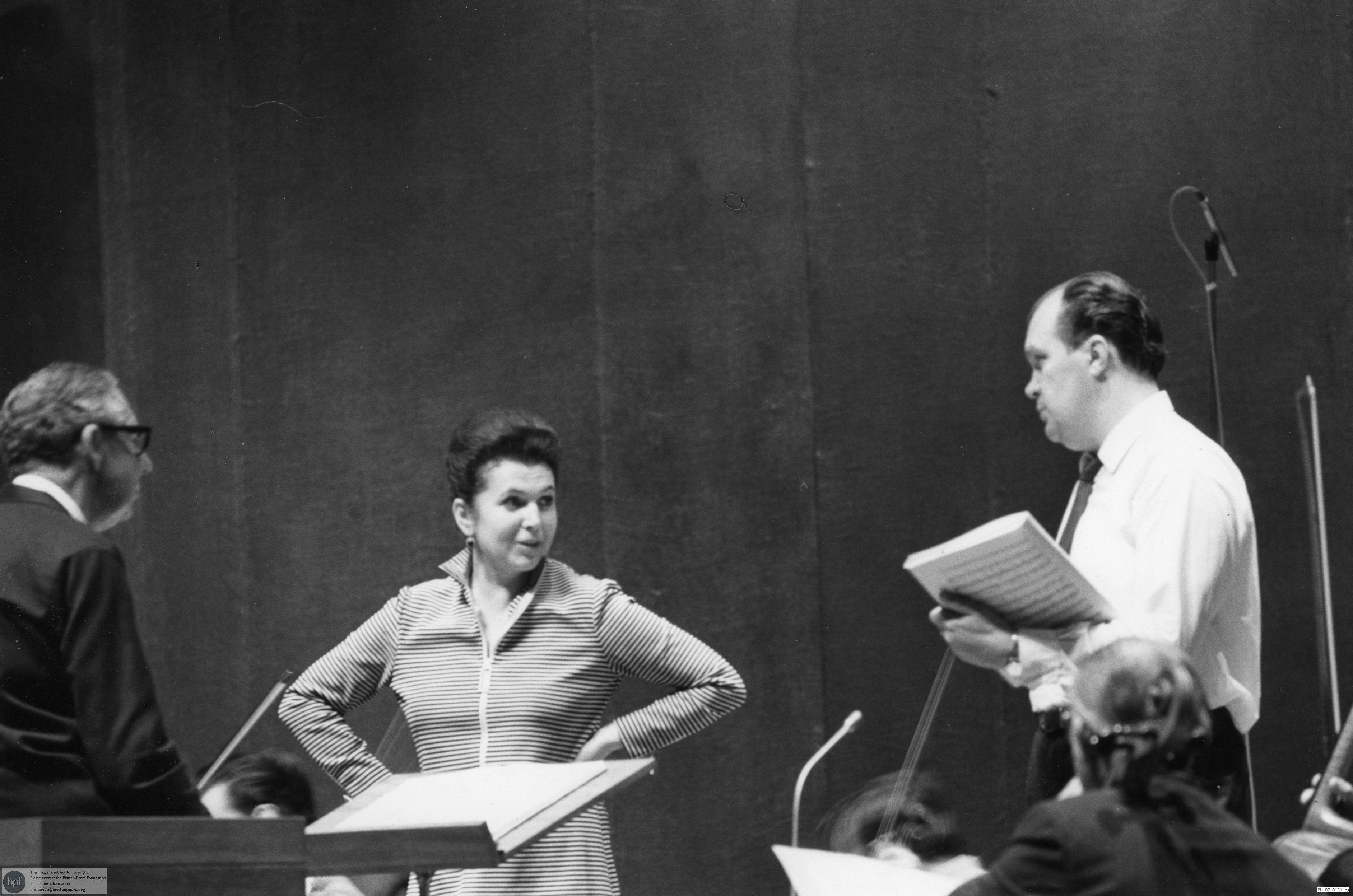 Benjamin Britten conducting a rehearsal in Snape Maltings Concert Hall